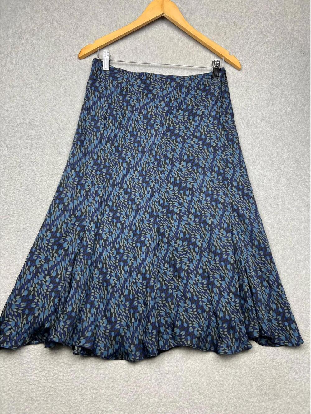 Context Womens 100% Silk Chiffon Skirt Elegant Size 8 Blue Flowy Romantic